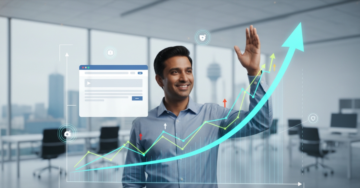 Business professional seeing SEO growth and higher rankings after fixing website design mistakes with Digital Natives Hyderabad