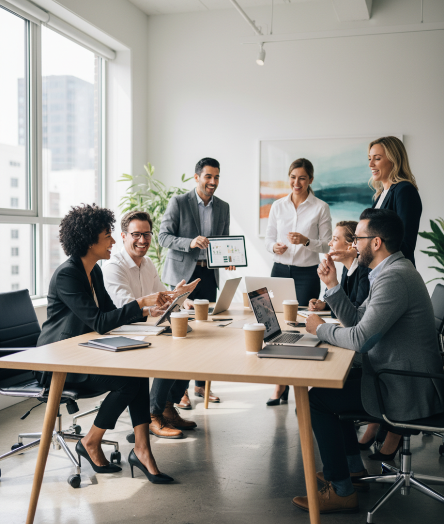 Professional printing services team working on high-quality printing projects