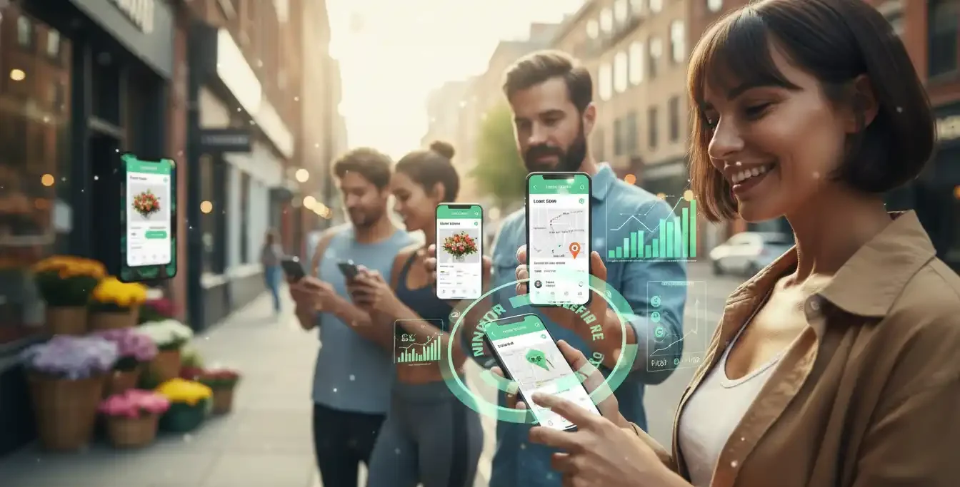 Person searching for local businesses on a smartphone